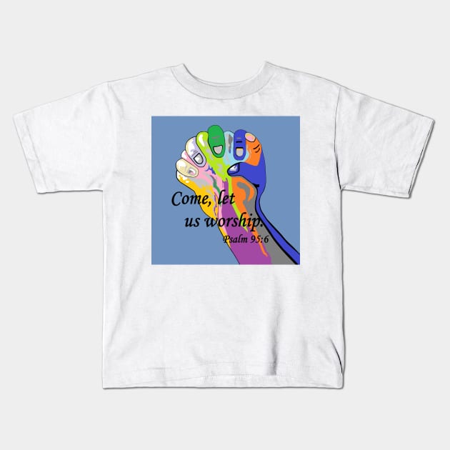 ASL Come Let Us Worship Kids T-Shirt by EloiseART